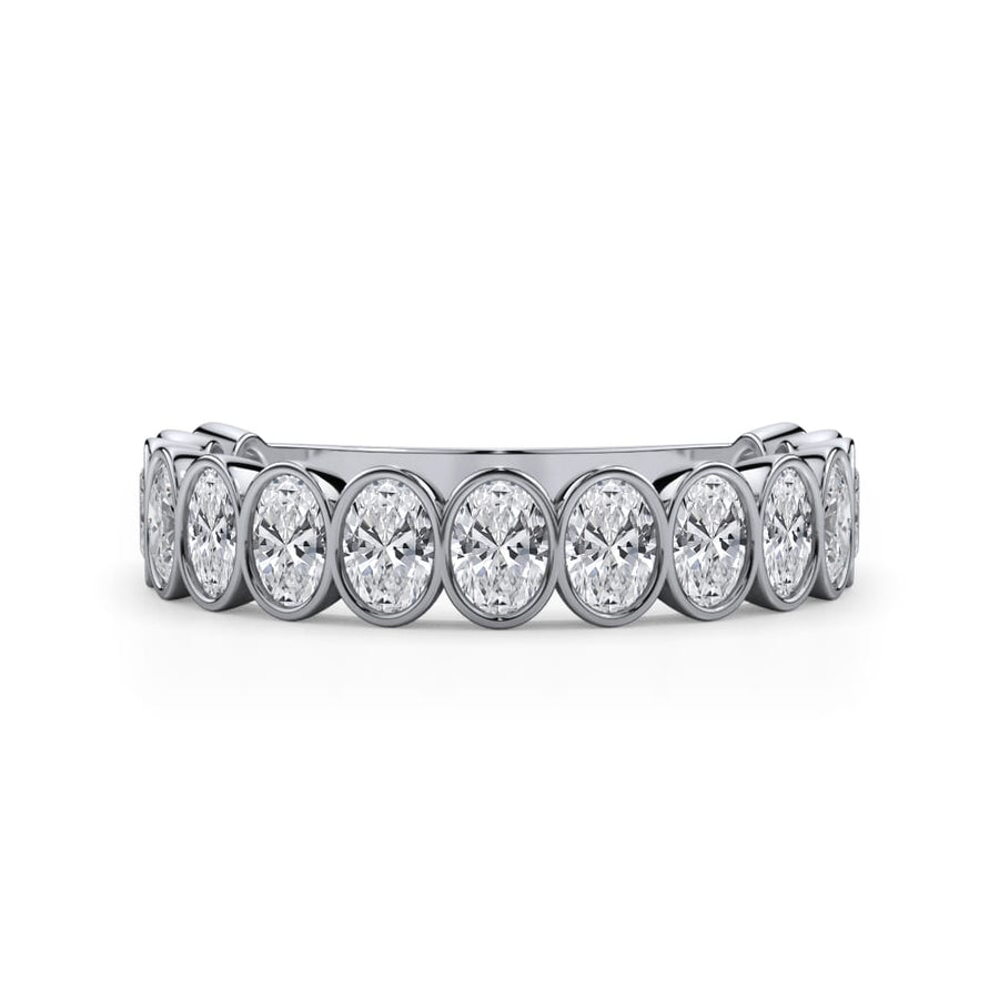 Oval Cut Bezel Set 3/4 Eternity Ring