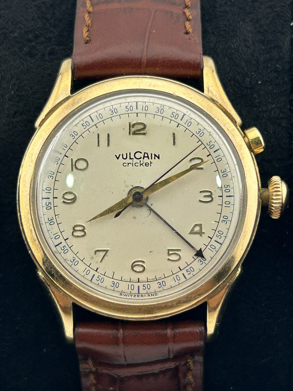 Vulcain Cricket Alarm 14k Yellow Gold Vintage Mens 34mm Manual Watch