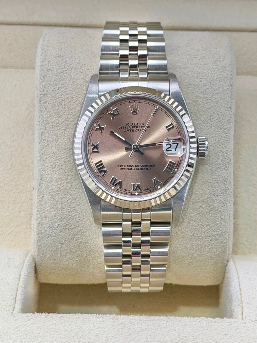 Rolex Date-Just 31 Pink Roman Dial on Jubilee 68274 Complete 1996