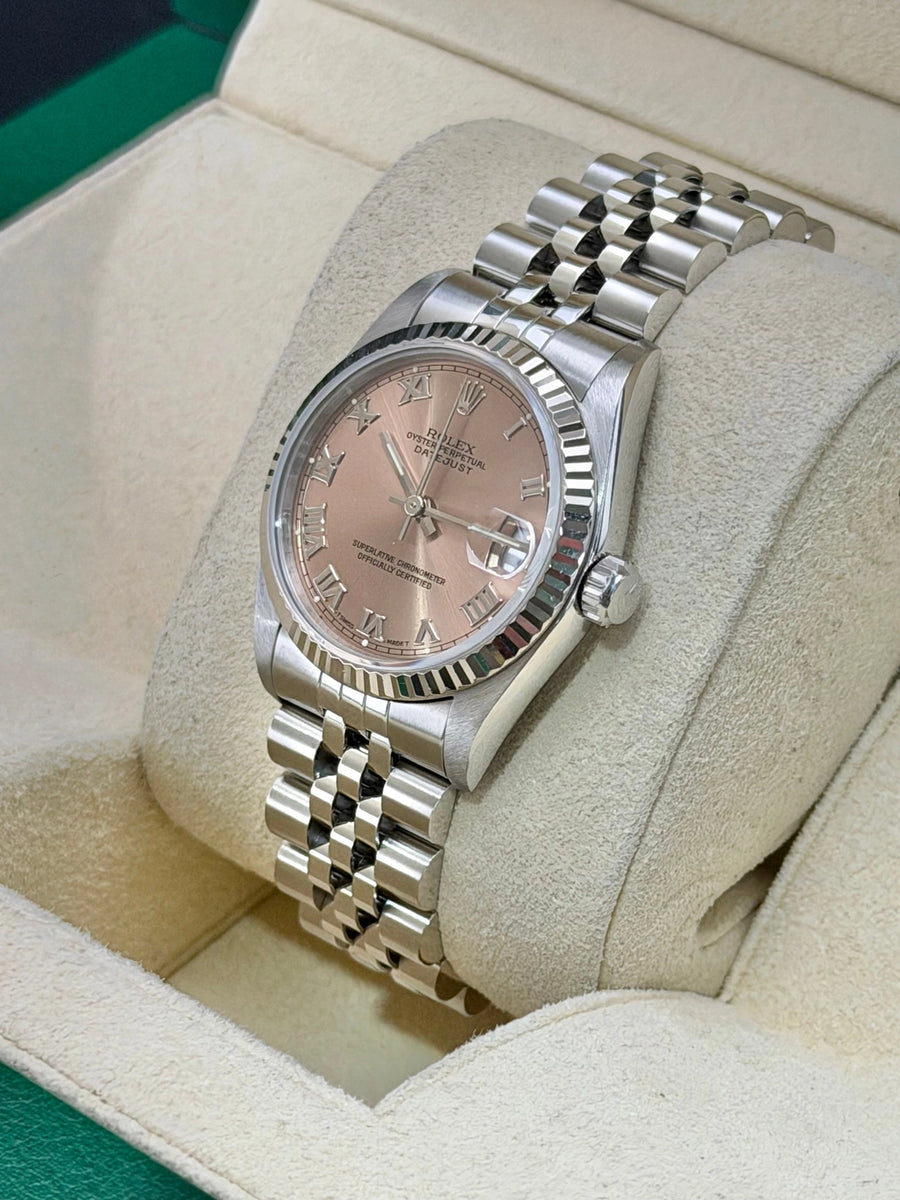 Rolex Date-Just 31 Pink Roman Dial on Jubilee 68274 Complete 1996