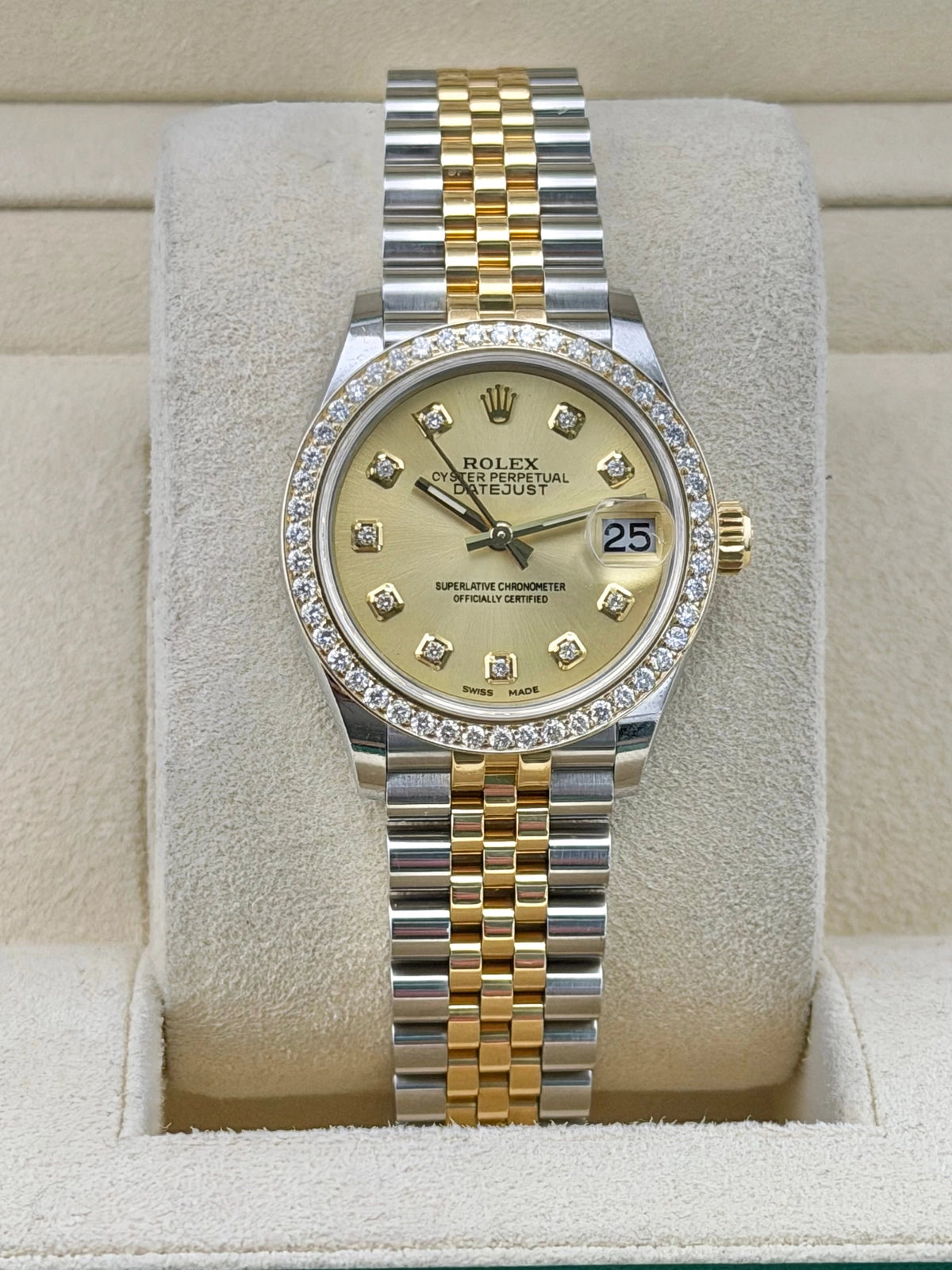 Rolex Date-Just 31 Champagne & Diamond Dial on Jubilee 278273 Complete 2021