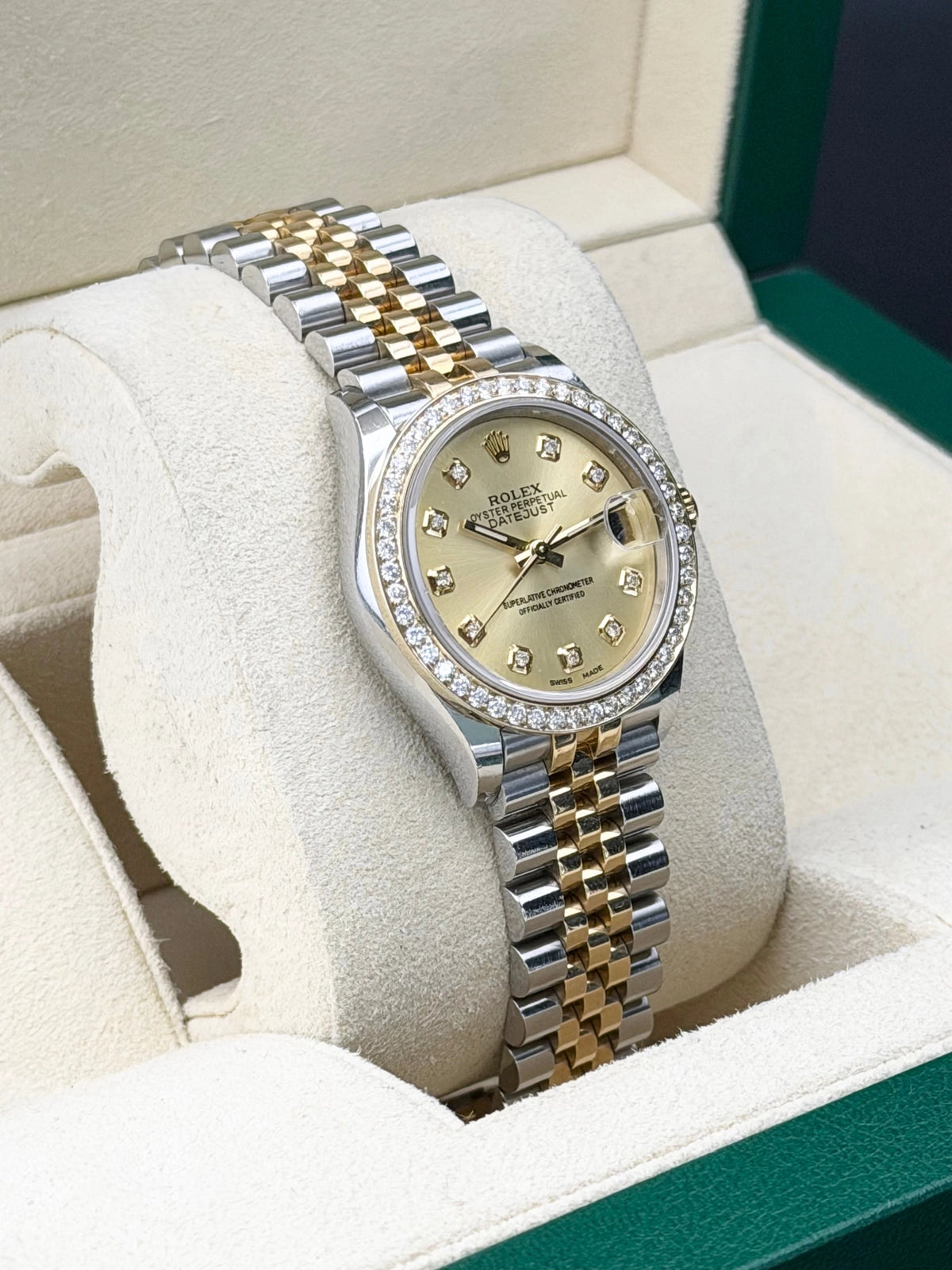 Rolex Date-Just 31 Champagne & Diamond Dial on Jubilee 278273 Complete 2021