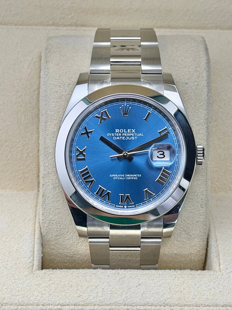 Rolex Date-Just 41 Azzurro Dial on Oyster 126300 Complete 2026