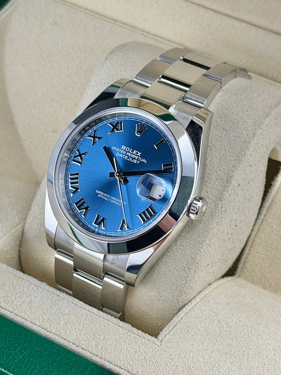 Rolex Date-Just 41 Azzurro Dial on Oyster 126300 Complete 2026