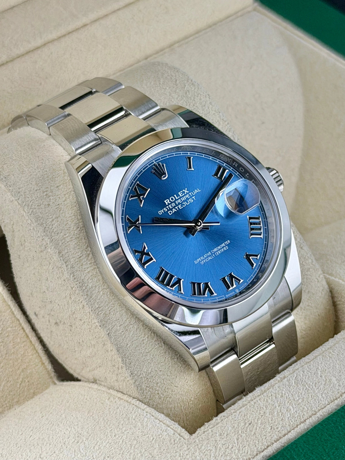 Rolex Date-Just 41 Azzurro Dial on Oyster 126300 Complete 2026