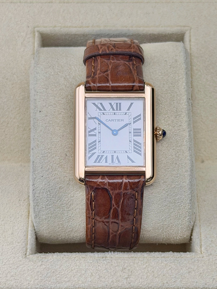 Cartier Tank Solo Small Silver Roman Dial on Leather Strap W5200024