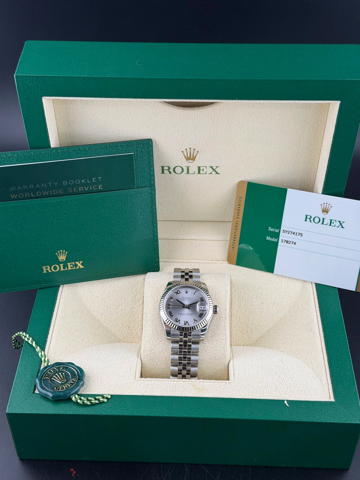 Rolex Datejust 31 Silver Roman Dial on Jubilee 178274 Complete 2019