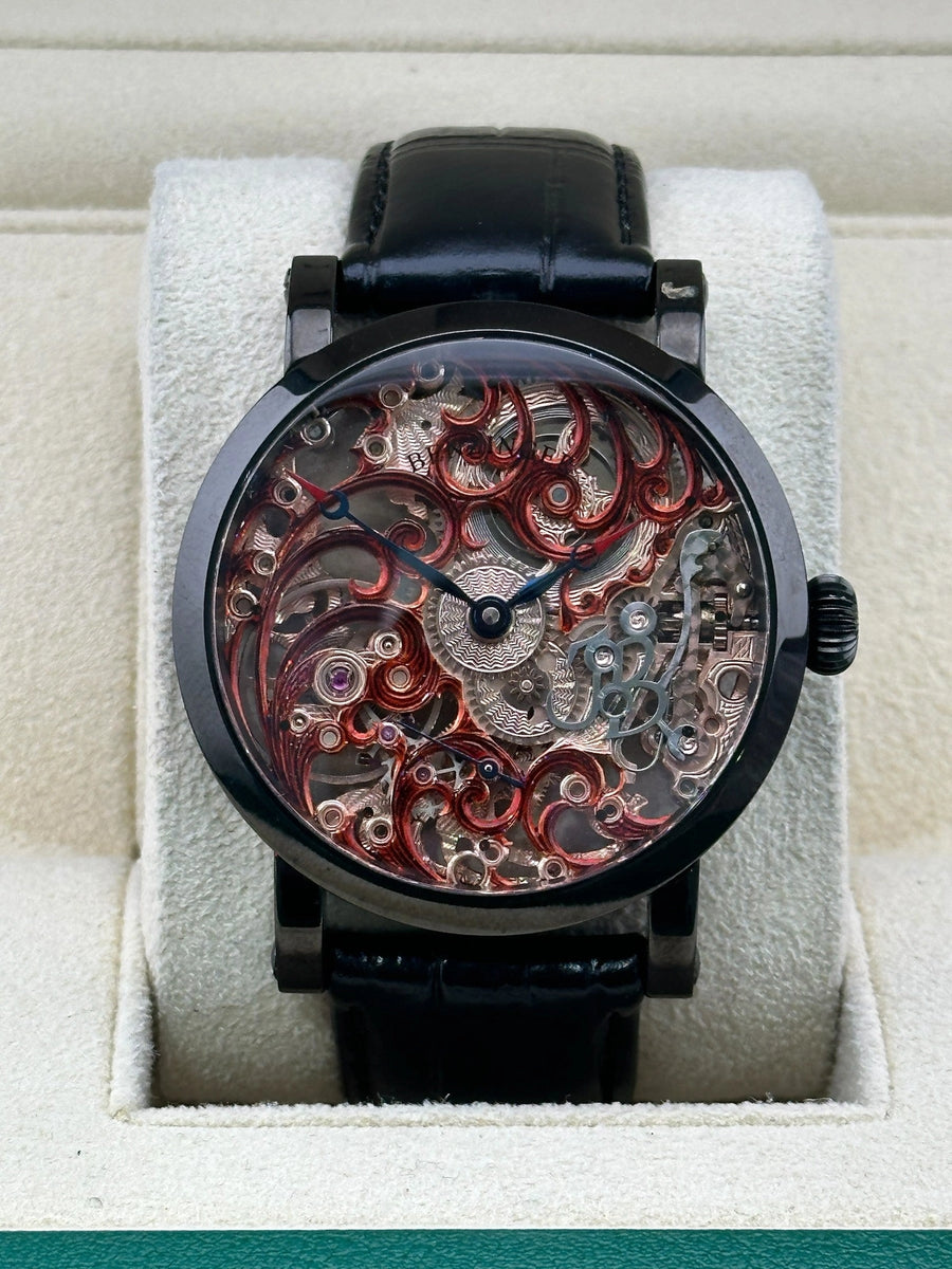 Benzinger Custom 1 of 1 Watch Skeleton Dial on Leather Strap Complete 2024