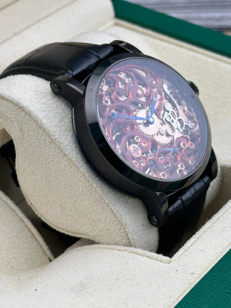 Benzinger Custom 1 of 1 Watch Skeleton Dial on Leather Strap Complete 2024