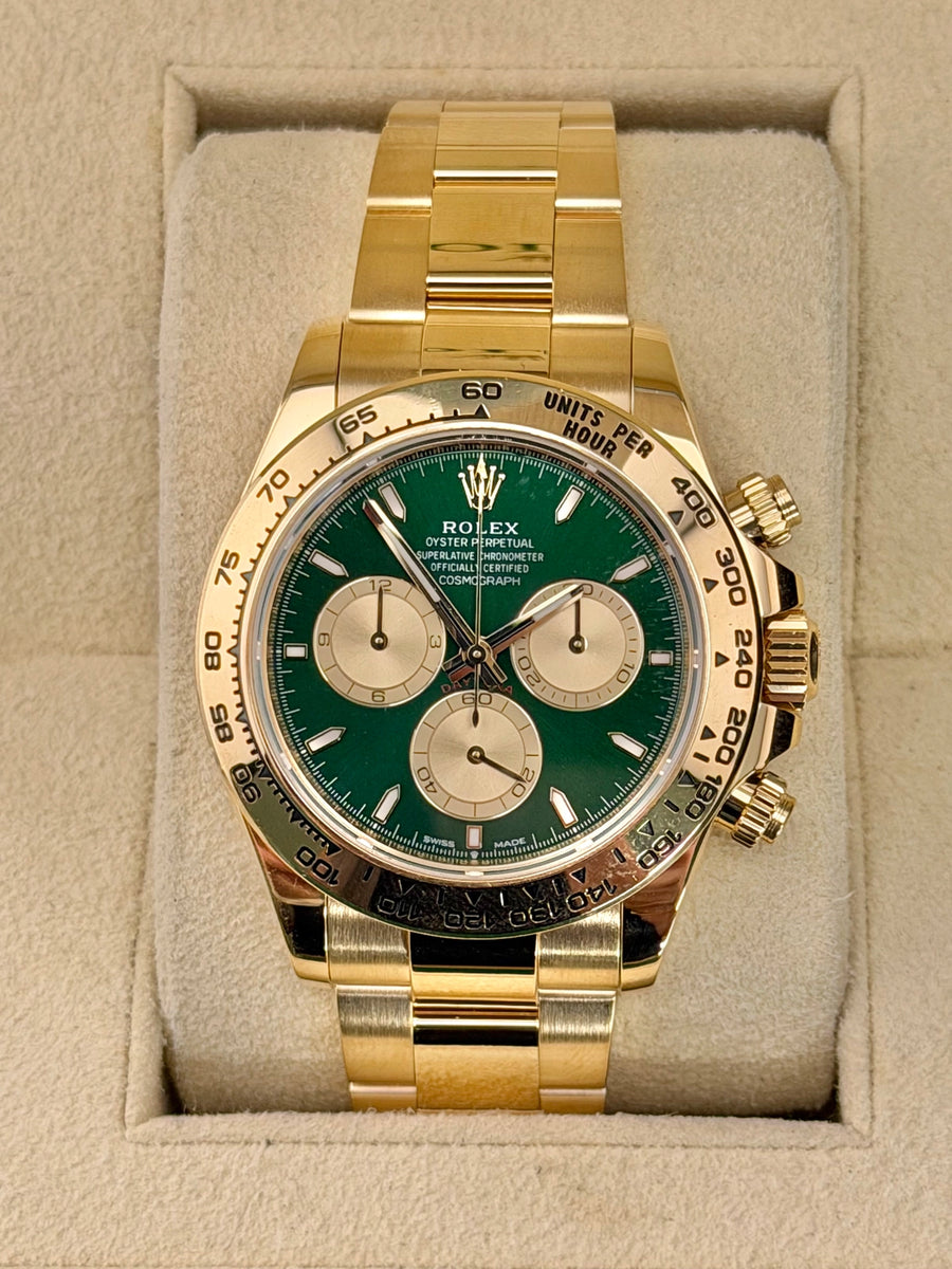 Rolex Daytona Green Dial on Yellow Gold 126508-0008 Complete 2025