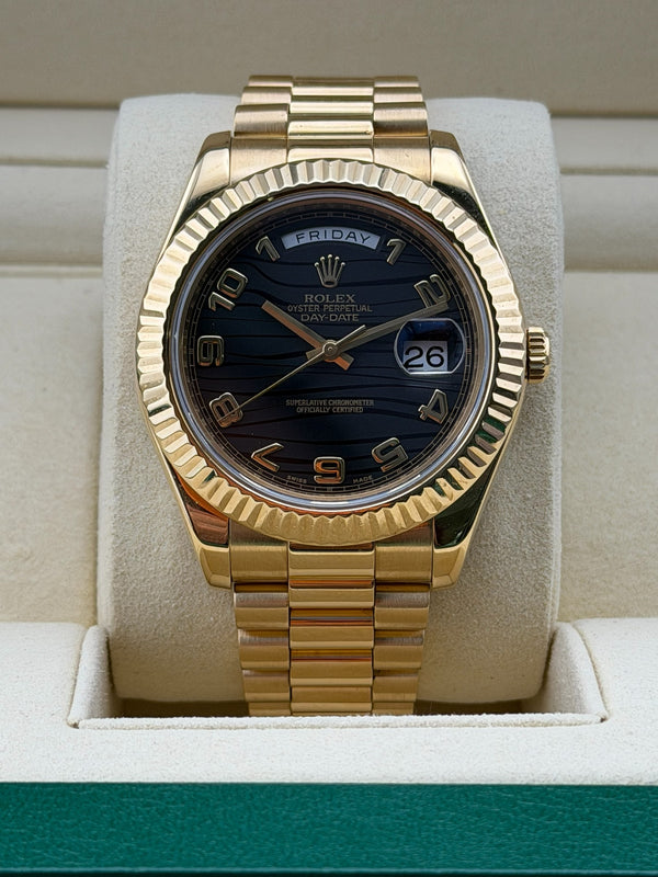 Rolex Day Date II, 41mm, 218238, Presidential, Rare Wave Dial, 2015 Box and Papers