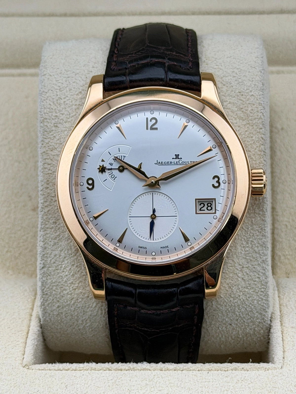 Jaeger-LeCoultre Master Control Hometime Silver Dial on Brown Croc Strap 147.2.05.S
