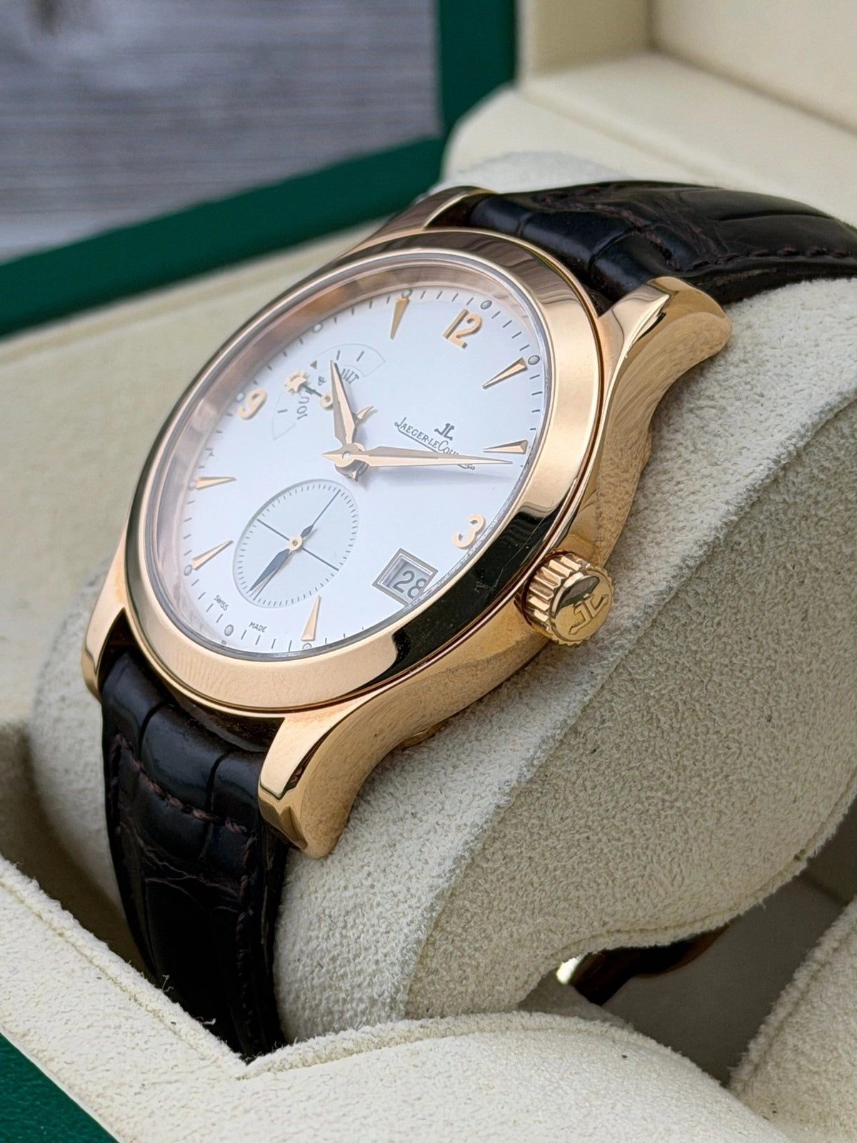 Jaeger-LeCoultre Master Control Hometime Silver Dial on Brown Croc Strap 147.2.05.S