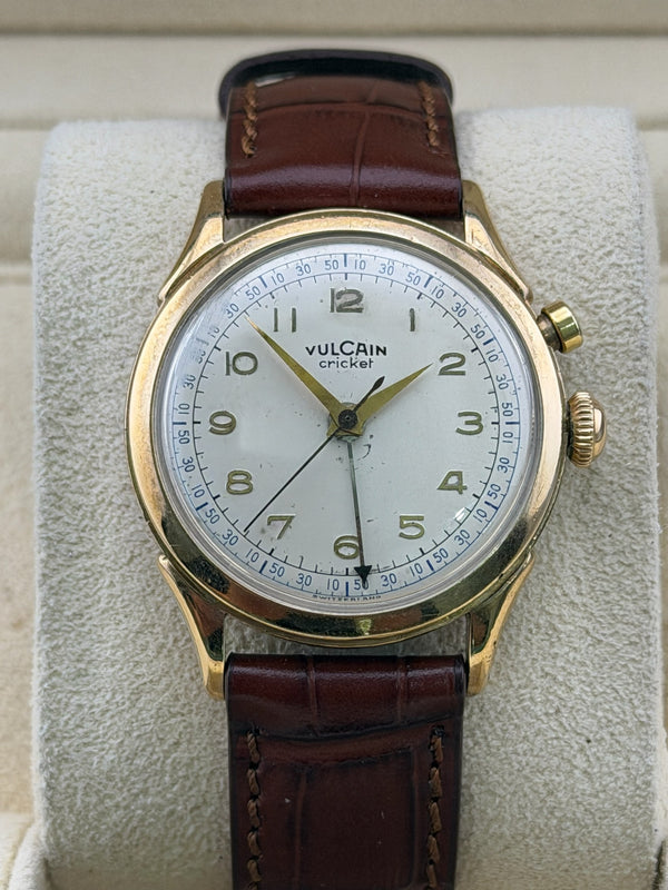 Vulcain Cricket Alarm 14k Yellow Gold Vintage Mens 34mm Manual Watch