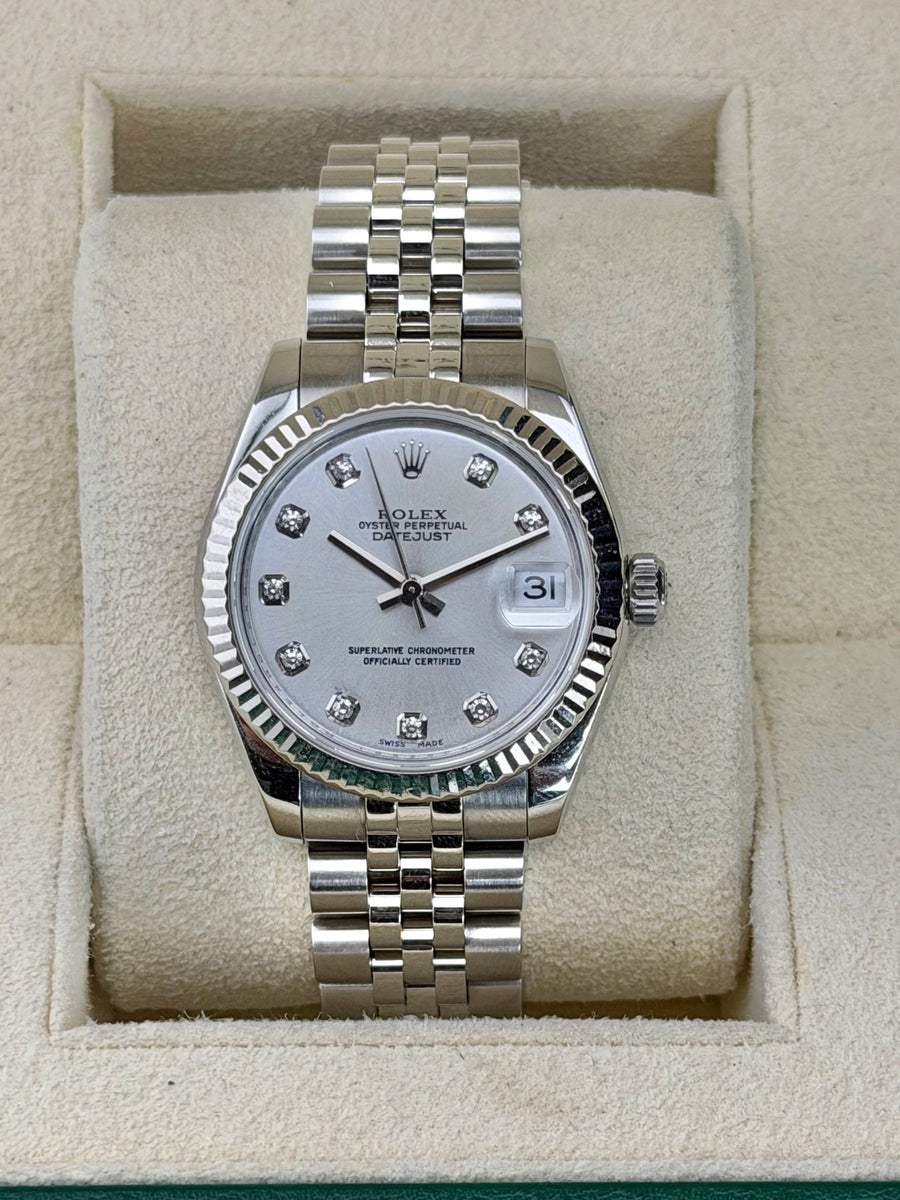Rolex Datejust Silver Diamond Dial on Jubilee 178274 Complete 2009
