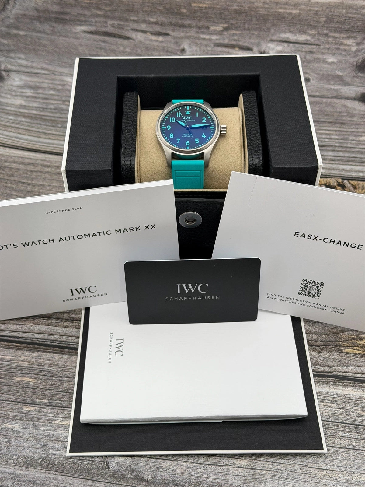 IWC Pilots Watch - AMG Petronas Edition Black Turquiose Dial on Rubber IW328210 Complete 2025