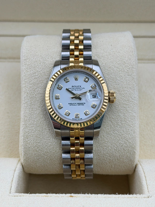Rolex Datejust, 26mm, 179173, White Diamond Dial, Jubilee with Hidden Clasp, 2015 Box and Papers