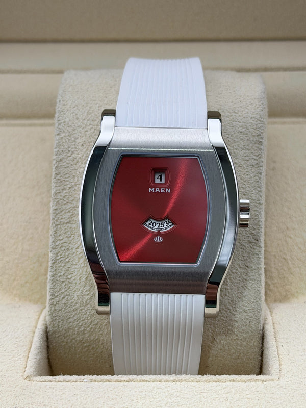 MAEN X NICO LEONARD Grand Tonneau Jump Hour, Limited Edition, Red, 34 x 45mm, 2025 Box and Papers