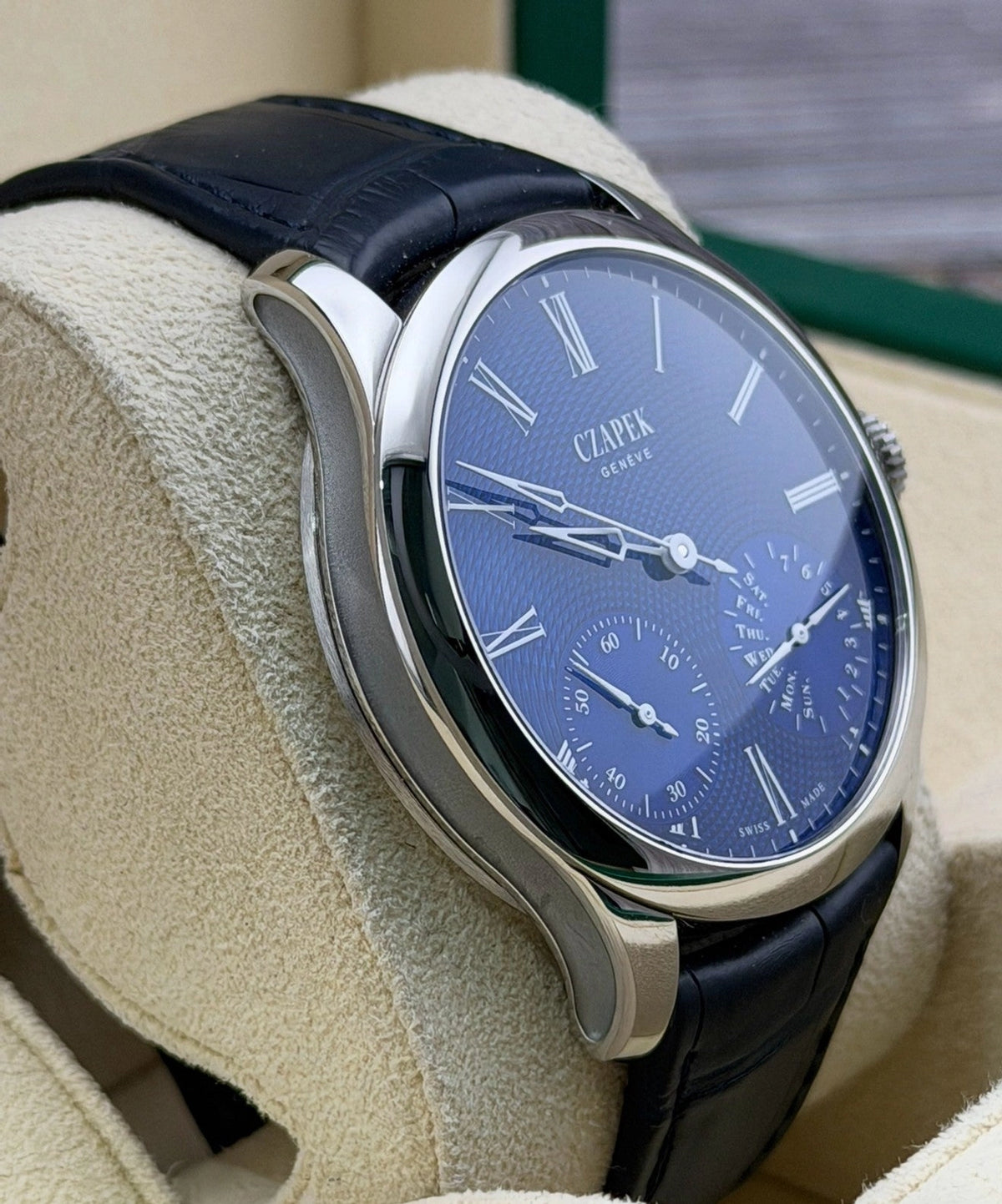 Czapek Quai Des Bergues Blue Dial on Leather Strap SAPPHIRE BLUE L Complete 2024