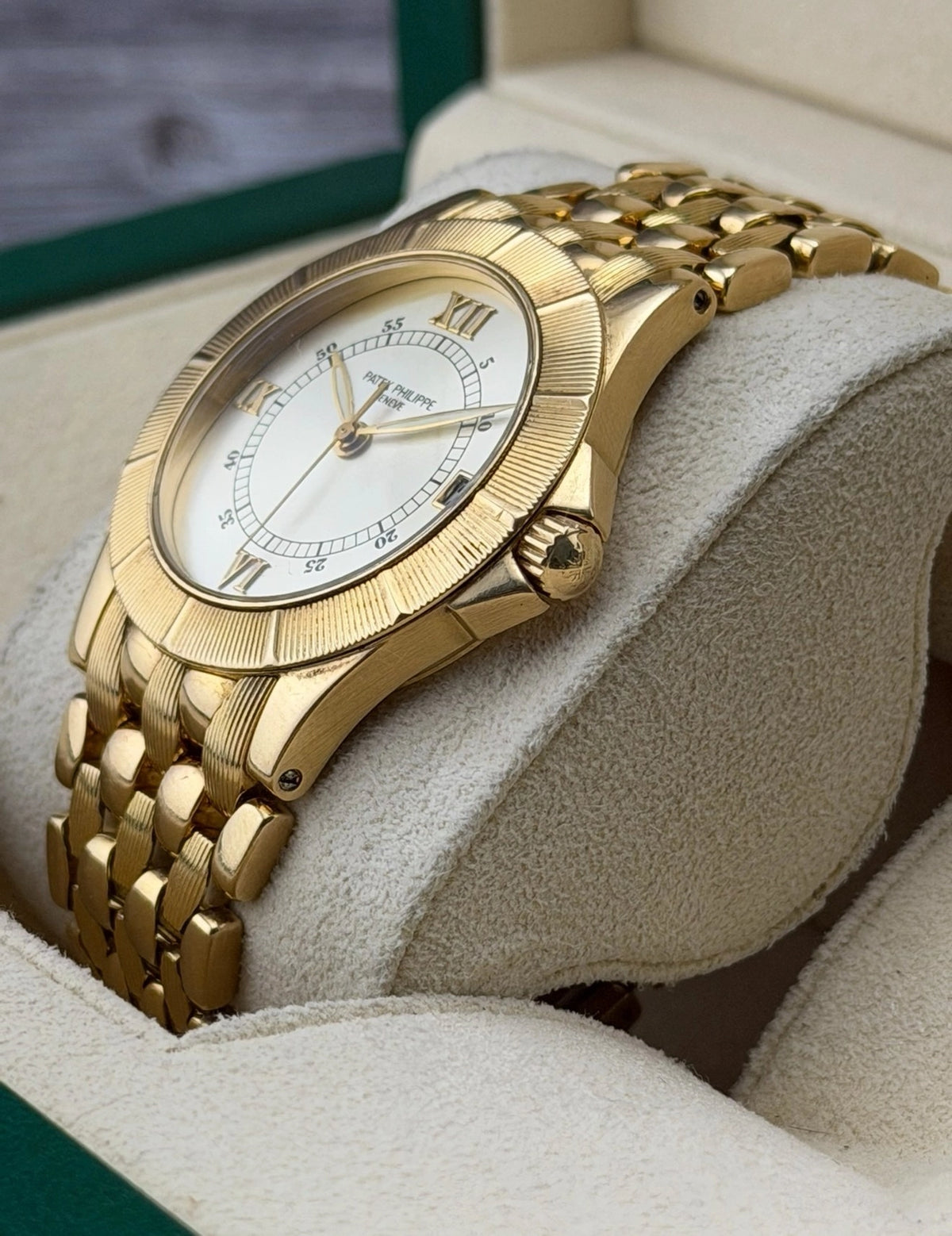 Patek Philippe Neptune Cream Dial on 18K Yellow Gold 5081 Complete Open Date