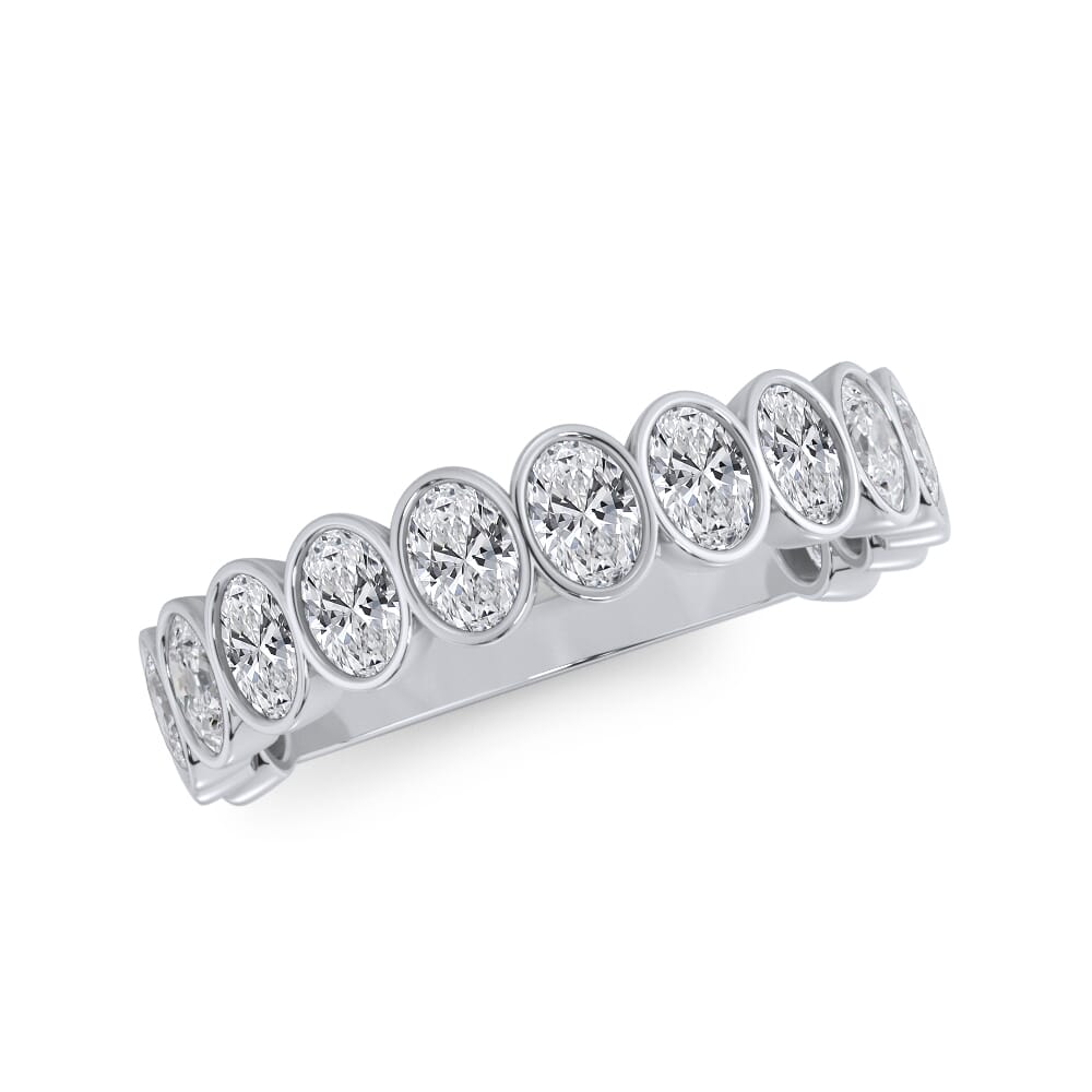 Oval Cut Bezel Set 3/4 Eternity Ring