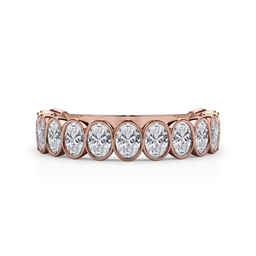 Oval Cut Bezel Set 3/4 Eternity Ring