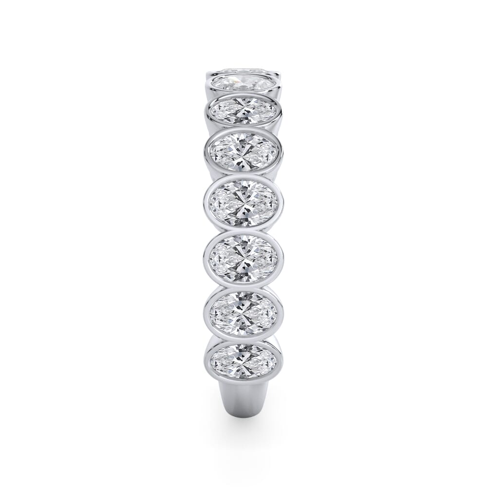 Oval Cut Bezel Set 3/4 Eternity Ring