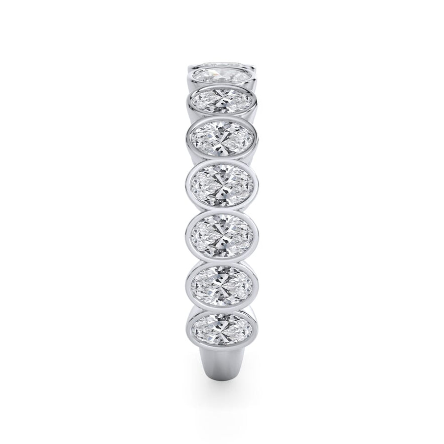 Oval Cut Bezel Set 3/4 Eternity Ring