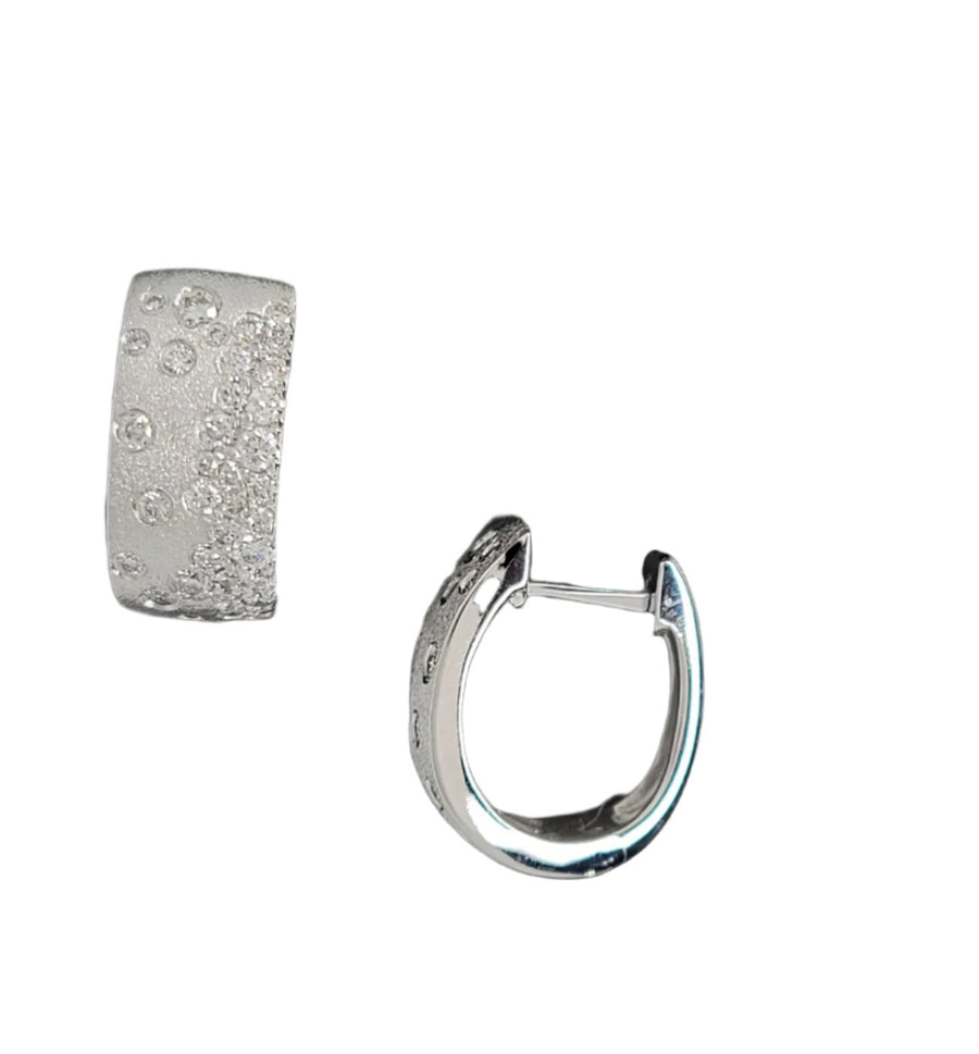 Dilamani 14k White Gold Diamond Hoop "Confetti" Earrings
