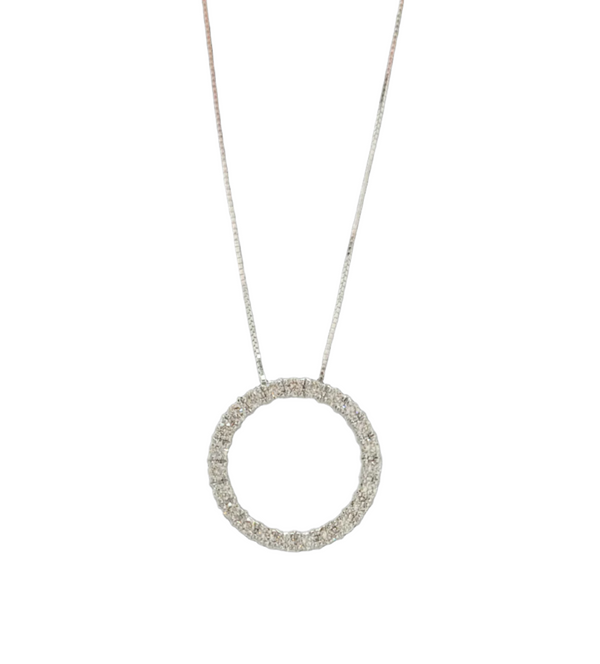 14k White Gold Open Circle Pendant