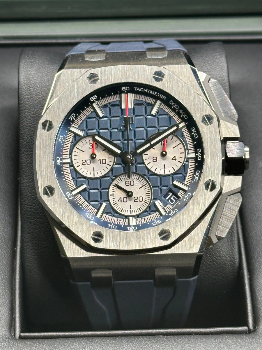 Audemars Piguet Royal Oak Offshore Selfwinding Chronograph Blue Dial on Rubber Strap 26420TI.OO.A027CA.01 Complete 2022