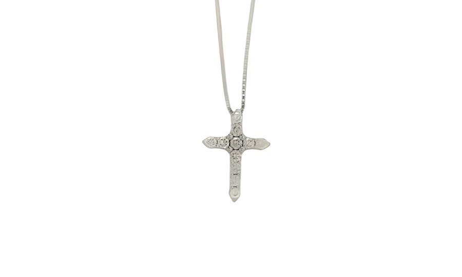 14k White Gold Cross Pendant