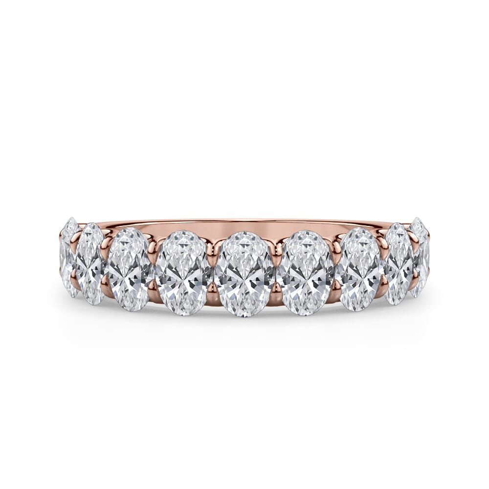 Oval Cut U Scallop 1/2 Eternity Ring