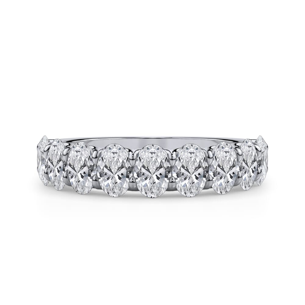 Oval Cut U Scallop 1/2 Eternity Ring