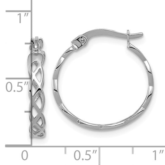 14k White Gold Celtic Twist Hoop Earrings