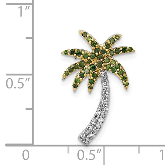 14k Two-Tone Gold and Diamond Palm Tree Pendant