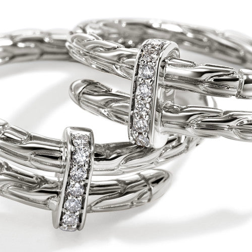 Spear Hoop Earring, Sterling Silver, Diamonds, 22.5MM