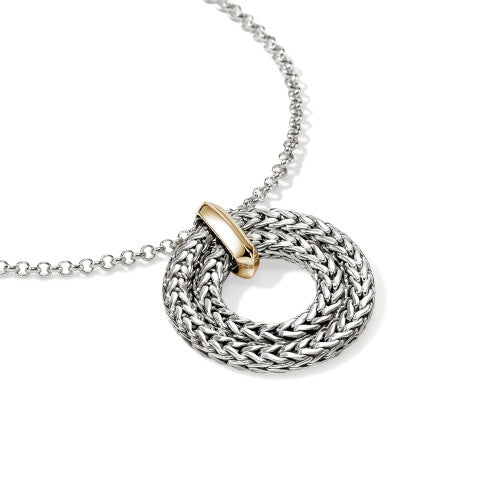 JH Icon Link Pendant Necklace, Sterling Silver, Gold, 2MM
