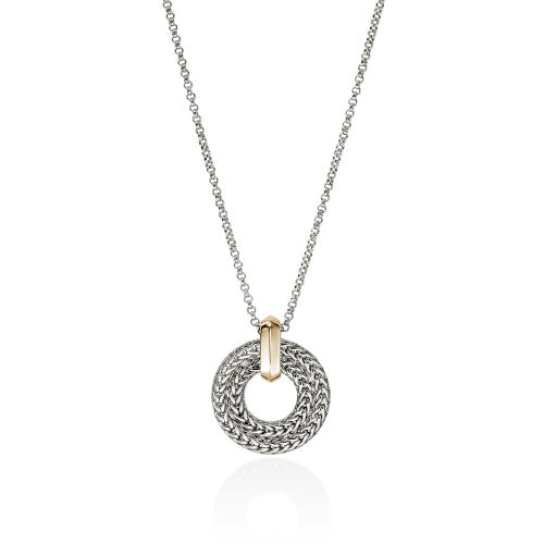 JH Icon Link Pendant Necklace, Sterling Silver, Gold, 2MM