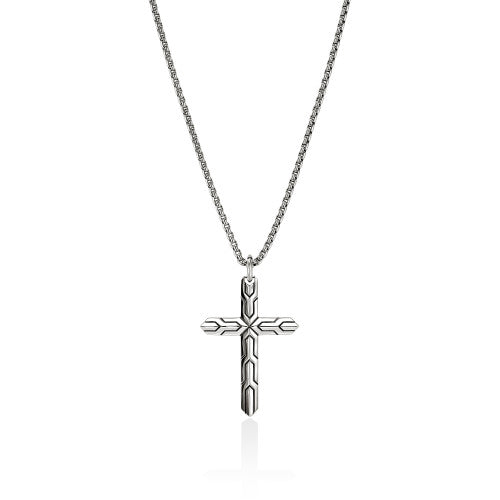 JH Icon 50 Cross Pendant Necklace, Sterling Silver