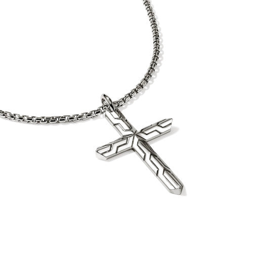 JH Icon 50 Cross Pendant Necklace, Sterling Silver