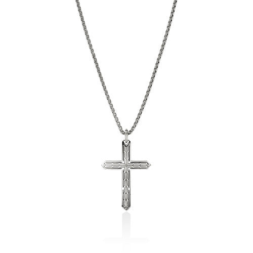 JH Icon 50 Cross Pendant Necklace, Sterling Silver