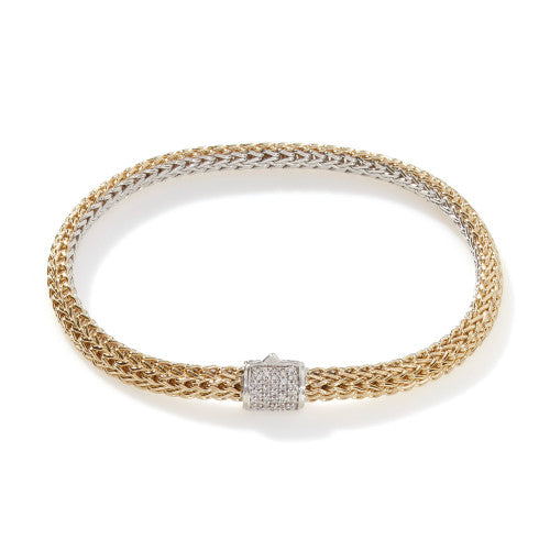 Icon Bracelet, Gold, Silver, Diamonds, 5mm