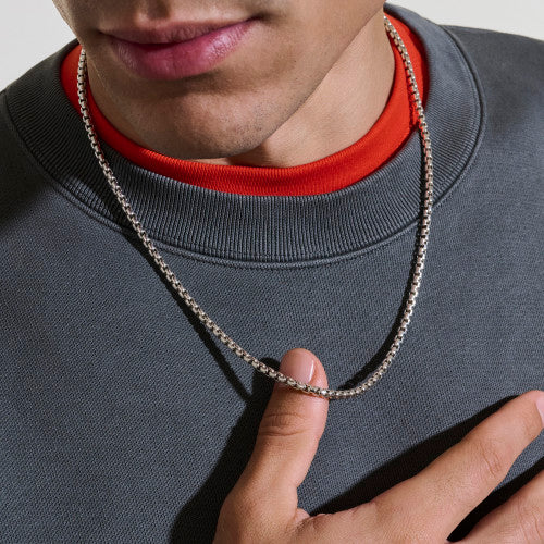 JH Box Chain Necklace, Sterling Silver, 3.7MM