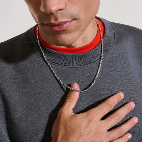 JH Box Chain Necklace, Sterling Silver, 3.7MM