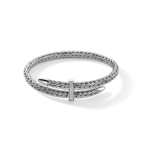 Spear Flex Cuff, Sterling Silver, Diamonds, 5.5MM