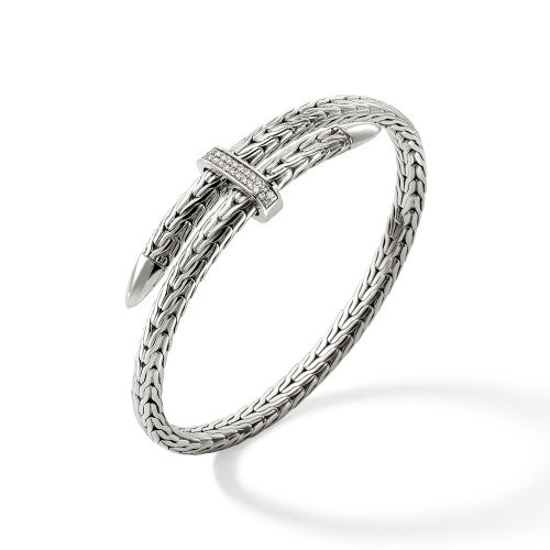 Spear Flex Cuff, Sterling Silver, Diamonds, 5.5MM