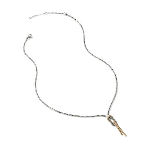 JH Love Knot Y Necklace, Gold, Sterling Silver, 1.8MM