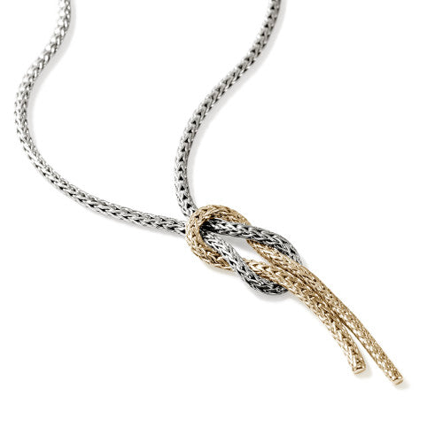 JH Love Knot Y Necklace, Gold, Sterling Silver, 1.8MM