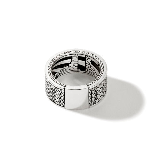 Carved Chain Ring, Gold, Silver, Hardstones